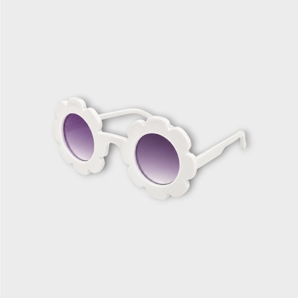 Kids White Flower-Shaped Sunglasses with Purple Lenses